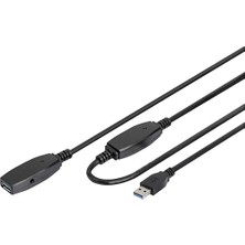 Fimer Aktif USB 3.0 Uzatma Kablosu - 10 M - 5 Gbps Aktarım Hızı - Tak ve Çalıştır - Hotswap - LED Fonksiyon Göstergesi - Siyah