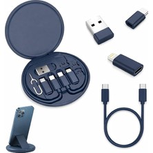 Fimer 1 Arada Kablo Kılıfı USB Adaptör Kablosu Dönüştürme Saklama Kutusu, USB Tip C - Mikro Usb/yıldırım/usb A Kablosu Veri Aktarım Aracı Sim Kart Yuvası Tepsi Çıkarma Pimi Içerir, Telefon