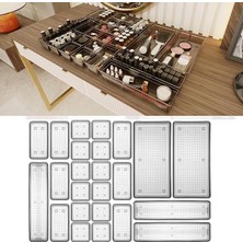 Fimer Home 24'lü Multi Set - Çekmece Içi Düzenleyici - Banyo Makyaj ve Takı Organizer Siyah