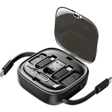 Fimer 7in1 Makaralı 60W Type-C Şarj Kablosu ve Type-C To USB Lightning Dönüştürücü Seyahat Şarj Kablosu