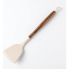 Fimer Akasya Ahşap Saplı Premium Silikon Mutfak Gereçleri - Isıya Dayanıklı Servis Kaşığı, Kepçe, Spatula ve Kevgir Seçenekleriyle (Spatula)