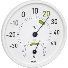 Fimer Dostmann Analog Termal Higrometre, 45.2045.02, Iç ve Dış Mekan Için, Renkli Konfor Bölgeleri, Beyaz, U 130 x G 20 x Y 165 mm