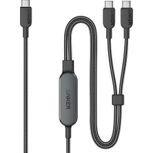 Fimer 240 W Usb-C - Usb-C Kablosu, 90 cm Çift Örgülü Naylon Tip-C Şarj Kablosu, Siyah - A81C5