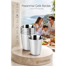 Fimer 6'lı Paslanmaz Çelik Bardak Seti 210 Ml, Kırılmaz Hafif Kamp & Piknik Bardağı, Outdoor Çelik Kupa 721504