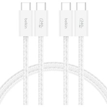 Fimer 2'li Örgülü Usb-C - Usb-C Kablo, 1,5 M, 240 W, Yumuşak, Esnek ve Hızlı Şarj Kablosu, iPhone 16 ve 15 Serisi, Galaxy S25, Pixel 9, iPad Pro ve Daha Fazlasıyla Uyumlu, Siyah