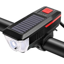 Fimer Feneri Bisiklet Alarmı Bisiklet Kornası Solar Enerjili USB ile Şarj Edilebilir Ledli Bisiklet Feneri Kornalı ve Su Geçirmez Far
