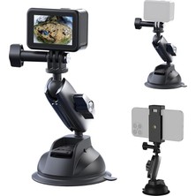 Fimer Alüminyum Alaşımlı Araç Vantuz Montajı, Hero 13 12 11 10 9 8 Djı Osmo Action 5 Pro 4 3 Insta 360 X5 X4 Huawei iPhone Mobil Telefon Kameraları Için, Telefon Tutacılı Araç Ön Cam Montajı