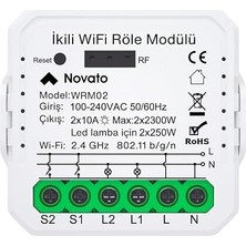 Fimer Tuya Uyumlu Akıllı Anahtar Modülü, Çift Çıkışlı, Anahtar Girişli, 2X10A - 220V Röle, Google Asistan ve Alexa Destekli