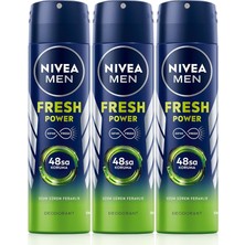 Fimer Men Erkek Sprey Deodorant Fresh Power 150 ml x 3 Adet, Ter ve Ter Kokusuna Karşı 48 Saat Deodorant Koruması