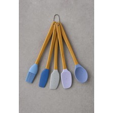 Fimer Mini Silikon Uçlu Bambu Saplı Mutfak Spatula Seti - Yanmaz Yapışmaz Karıştırıcı, Fırça ve Hamur Kaşığı