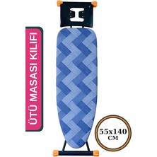 Fimer Home Ütü Masası Kılıfı Keçeli Ipli Stoperli Büyük Boy 55X140 cm Blue Aura