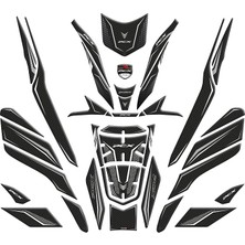 Fimer Pcx Uyumlu Full Tank Body Set Karbon Beyaz Redline Grafik