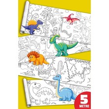 Fimer Dinazorlar Devri Boyama Kağıdı Rulosu, 5 Metre x 45 Cm, Sevimli Dinazorlar Temalı, Çocuklar Için Eğitici ve Eğlenceli Aktivite