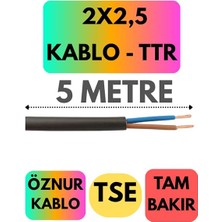Fimer 2x2,5 Ttr Kablo, 5 Metre, Siyah
