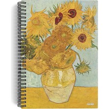 Fimer Van Gogh/vase With 12 SUNFLOWERS,1888 | Spiralli Defter 03 | A5 | Çizgisiz | 100 Sayfa|art
