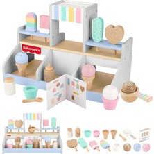 Fimer Ahşap Dondurma Dükkanı Okul Öncesi Çağdaki Çocuklar Için 18 Ahşap Parçadan Oluşan Fisher-Price Ahşap Dondurma Dükkanı Seti HXV21