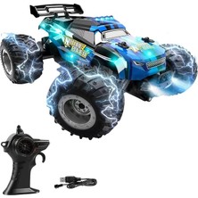 Fimer Store - 1:18 Ölçek 2.4ghz Uzaktan Kumandalı Rc Off Road Drift Araba 15 Km/h Hızlı Şarjlı LED Işıklı Amortisörlü 1200 Mah Batarya 45 Dk Sürüş Süresi (Mavi)