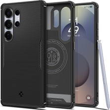 Fimer Galaxy S25 Ultra ile Uyumlu Magnet Kılıf Core Armor Mag Fit Üst Düzey Koruma Dokulu Yüzey Siyah Kapak - ACS08913 (Spigen Tr Garantili)
