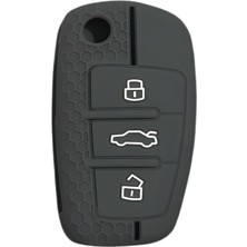 Fimer Keys Lüx Audi A1 A3 A4 A5A 6A A7 Q3 Q5 Q7 Silikon Anahtar Koruma Kılıfı Petek Desenli Gri Renk