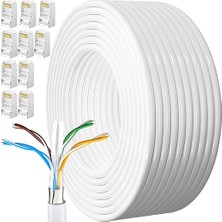 Fimer Kablosu 50 Metre Cat 6 Yüksek Hızlı 1000MBPS 250MHZ Koruması Internet Kablosu Beyaz Lan Kablosu Uzun 160FT Network Kablosu 50M Kurulum Ethernet Kabloları