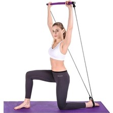 Fimer Pilates Studio Jimnastik Egzersiz Çubuğu, 90 Cm, Mor, Direnç Lastiği Set