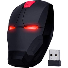 Fimer Iron Man Mouse 2,4 Ghz Gürültüsüz Sessiz Bilgisayar Faresi, LED Dekor Işığı Masaüstü Dizüstü Bilgisayar Faresi Windows Mac Için (Siyah)