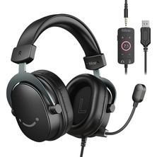 Fimer Pc Oyun Kulaklığı, 7.1 Surround Sesli USB Kulaklık, Çıkarılabilir Mikrofon, Kontrol Kutusu, Ps5/ps4/xbox/switch Için Kulak Üstü Kablolu Kulaklık, Black-Ampligame H9