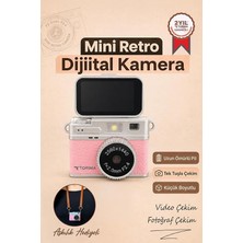Fimer Mini Dijital Kamera 2k Flip Ekranlı Selfie Video Vlog Kamerası CMR49 Pembe