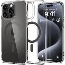 Fimer iPhone 15 Pro ile Uyumlu Magsafe Kılıf Ultra Hybrid Mag Fit Sararmaya Dayanıklı Gri Şeffaf Kapak - ACS06716 (Spigen Tr Garantili)