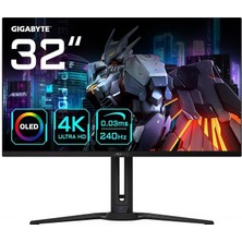 Fimer Aorus FO32U2 31.5" OLED Oyuncu Monitörü, 4K UHD (3840X2160), 240Hz 0.03MS Gtg, Anti-Reflection, HDMI 2.1 & Displayport 1.4 Usb-C, Displayhdr True BLACK400, Clearmr 13000, Kvm, Dahili Hoparlör