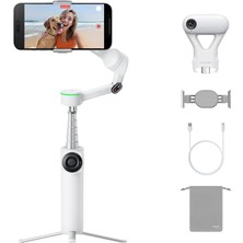 Fimer Flow 2 Pro Aı Tracker Paketi Beyaz - Apple Dockkit ile Sektörde Ilk Aı Telefon Gimbal, Öncü 360º Pan Izleme, Serbest Eğim, Dahili Tripod/selfie Çubuğu, Taşınabilir Vlog/seyahat Sabitleyici