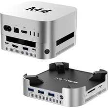 Fimer Mac Mini M4 Dock & Stand, Dual-Bay Nvme SSD Muhafaza Ile, Mac Mini M4 ve M4 Pro 2024 Için Alüminyum HDMI Hub, 4K60Hz Hdmı, 4 x 10G USB A, Pd 30W, Sd/tf, Destek SSD B+M M-Key