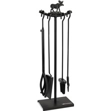 Fimer Li Lüx Ithal Metal Geyik Motif Kabartmalı Şömine-Soba Maşa Takımı Aksesuar Seti SG-015