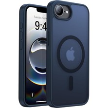 Fimer - Iphone 17E ile Uyumlu Ekran Koruyuculu Kılıf Magsafe ile Uyumlu Sarj Destekli Kamera Çıkıntılı Mat Kapak - Lacivert