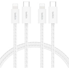 Fimer 2'li Örgülü Usb-C - Lightning Kablo, 1,5 M, Yumuşak, Esnek ve Hızlı Şarj Kablosu, iPhone 14 ve Önceki Modeller, 9. Nesil iPad ve Airpods ile Uyumlu, Beyaz
