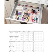 Fimer Home 13 Parça Şeffaf Punto Çekmece Içi Düzenleyici - Mutfak Banyo Organizer - Makyaj Takı Düzenleyici, Meleni Home