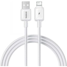 Fimer Crystal Usb-A To Lightning Hızlı Şarj Kablosu 2.4A, 1m, iPhone ve iPad Uyumlu, 480MBPS Veri Aktarımı, Örgülü Dayanıklı Kablo, Beyaz