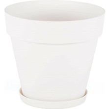 Fimer Saksı Dekoratif Tabaklı Saksı 10 Litre Kirli Beyaz Renk