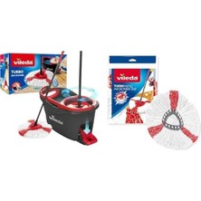 Fimer Turbo Paspas Komple Set, Teleskopik Saplı Yer Sileceği, Güçlü Lifli Mikrofiber Paspas Başlığı ve Güçlü Sapanlı Kova, Hızlı ve Güçlü, Sap Uzunluğu 125 Cm+Vileda Turbo 2in1 Yedek Paspas