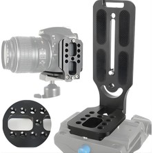 Fimer Arca Swiss Uyumlu Alüminyum Alaşım Kamera L Braket, 1/4 Ayarlanabilir Tripod Aparatı, Dikey Yatay Çekim, Nikon Canon Sony Fujifilm ile Uyumlu Profesyonel Stüdyo Kamera Aksesuarı, H22, Siyah