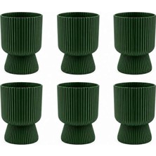 Fimer Lotus Ayaklı Plastik Vazo Çiçek Saksı 1.8 Litre No:1 Yeşil 6 Adet
