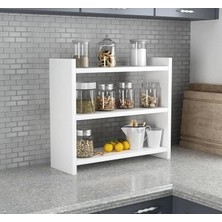 Fimer Üstü Baharatlık Rafı, Beyaz, 3 Katlı Mutfak Organizer