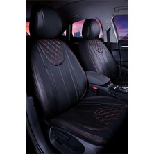 Vitara 2015-2019 ile Uyumlu Lüx Deri Oto Koltuk Kılıfı Ön Arka Takım Iron Siyah Kırmızı