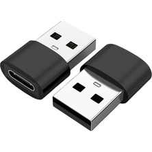 Fimer USB To Type-C Çevirici Adaptör | USB Girişli Cihazlardan Type-C Kablo Kullanımı Için Tak-Çalıştır Dönüştürücü Siyah