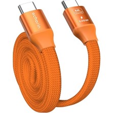 Fimer Turuncu 240W 20GBPS Type-C To Type-C Hızlı Şarj, Görüntü ve Veri Aktarım Kablosu, Iphone, Ipad, Macbook, Samsung Galaxy Uyumlu