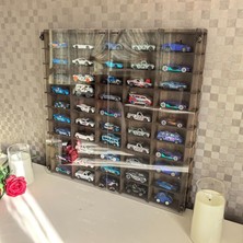 Kapaklı 1/64 Ölçek 50ARAÇ Hotwheels Matchbox Metal Araç Uyumlu Model Oyuncak Araba Rafı-Kahve
