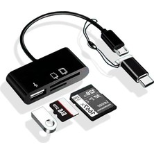 Fimer Micro USB 3in1 Sd Micrsd Kart Okuyucu Otg Çevirici Kablosu 5256