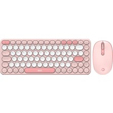 Fimer MK350 Creator Pro Combo Sessiz 3 Kanallı Bluetooth + 2.4g Wireless Türkçe Q Klavye Mouse Seti (Pembe)