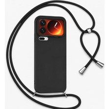 Fimer Xiaomi 17 Pro Max ile Uyumlu Özel Üretim Ayarlanabilir Ipli Boyun Askılı Silikon Kılıf Kadife Iç Yapılı Viper Boyun Çapraz Taşıma Özellikli Asılabilen Ipli Telefon Kılıfı Siyah