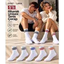 GOST LİRİA -5’li Beyaz Ribanalı Tenis Ünisex  Çemberli Çorap